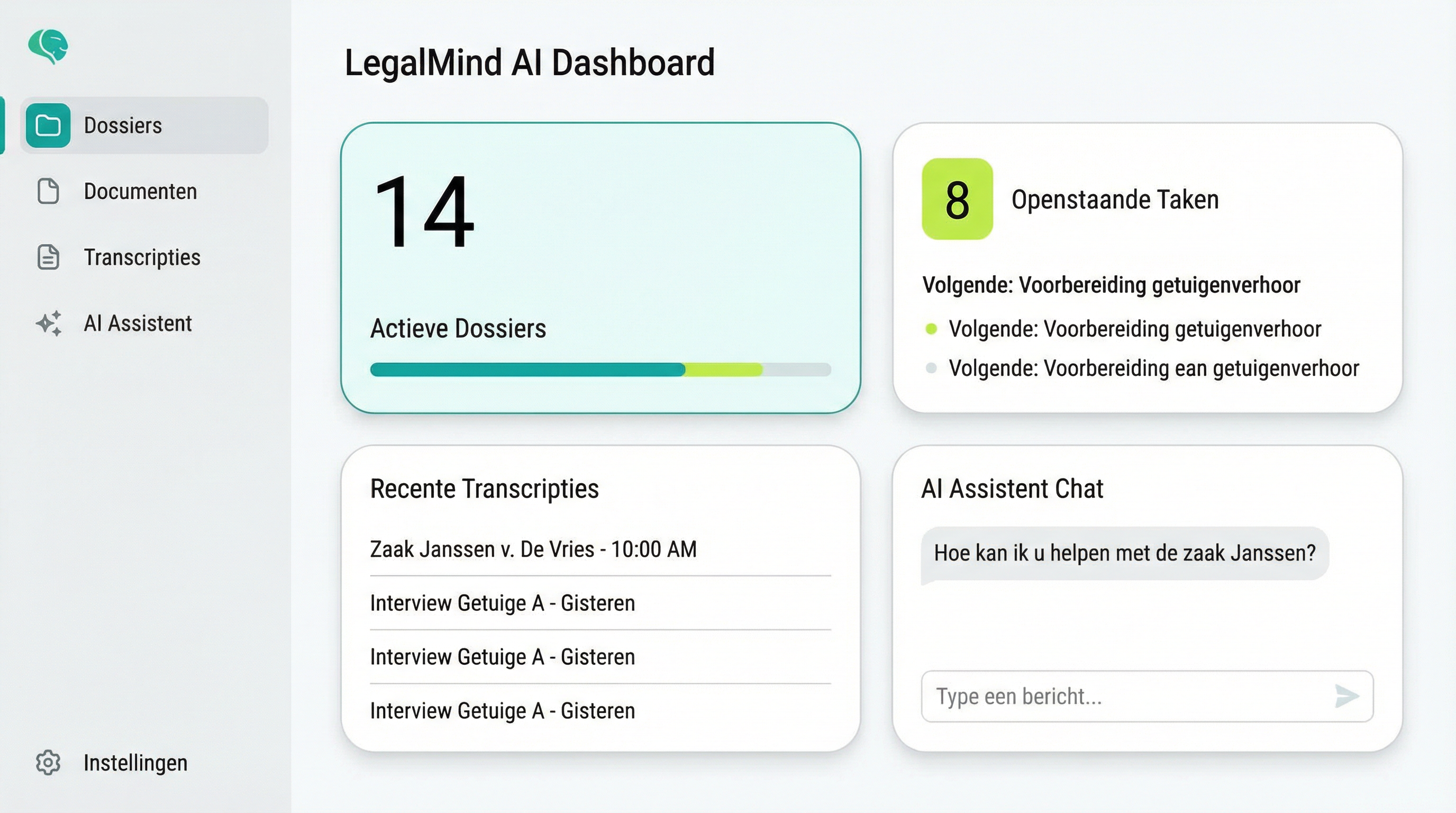 Jurinext Dashboard - Juridisch AI Platform